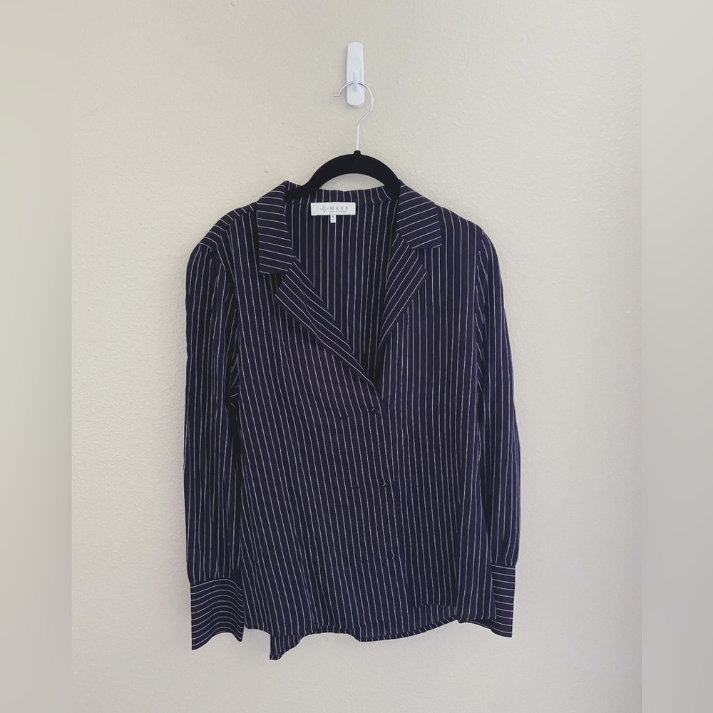 WAYF Pinstripe Buttondown Shirt Blouse